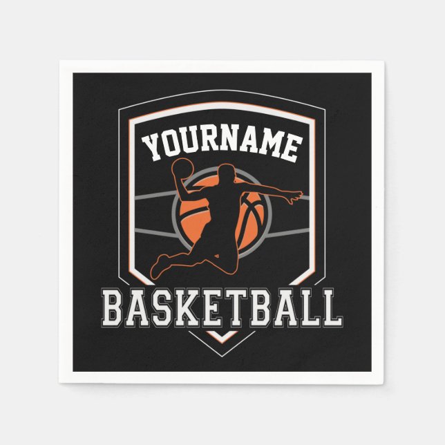 Personalized Basketball Player NAME Slam Dunk Team Napkin (Front)