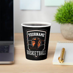 Personalized Basketball Player NAME Slam Dunk Team Paper Cups