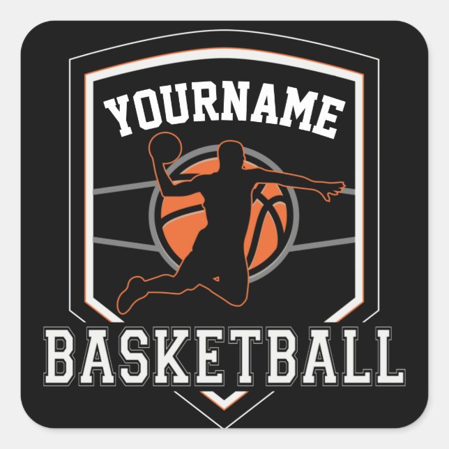 Personalized Basketball Player NAME Slam Dunk Team Square Sticker (Front)