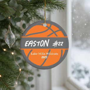 Personalized Basketball Player Name Year Christmas Ceramic Ornament