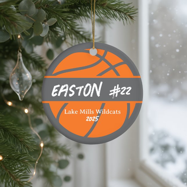Personalized Basketball Player Name Year Christmas Ceramic Ornament (Creator Uploaded)