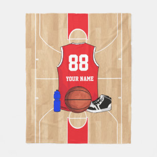 Personalized Basketball player on basketball court Fleece Blanket