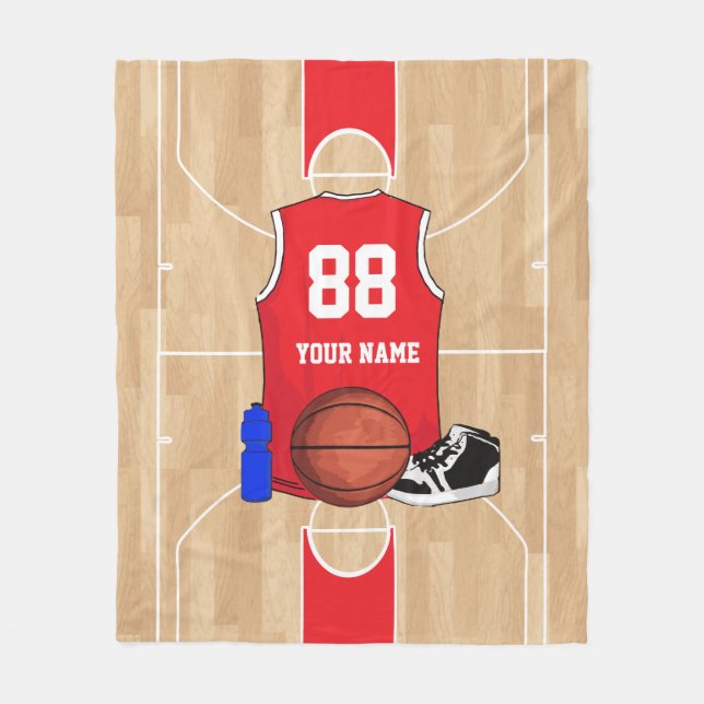 Personalized Basketball player on basketball court Fleece Blanket (Front)