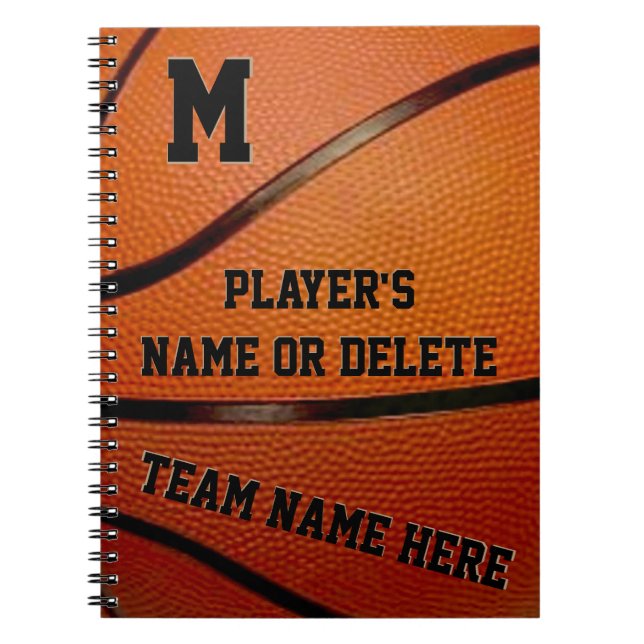 PERSONALIZED Basketball School Supplies Team Gifts Notebook (Front)