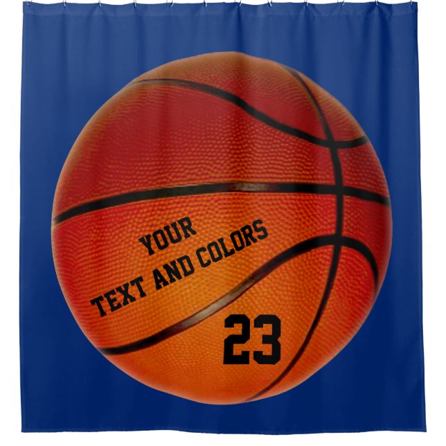 Personalized Basketball Shower Curtain Your Text (Front)