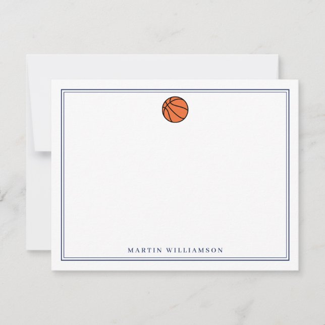 Personalized Basketball Stationery for Boys Thank You Card (Front)