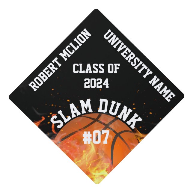 Personalized Basketball Team Graduation Cap Topper (Front)