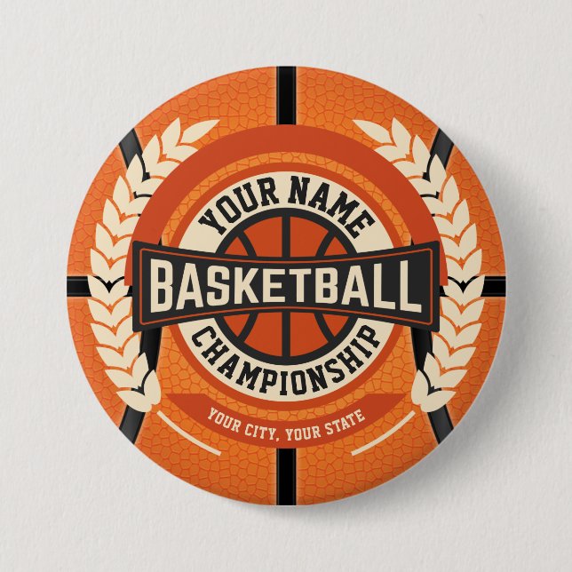 Personalized Basketball Team Player Custom Athlete 3 Inch Round Button (Front)