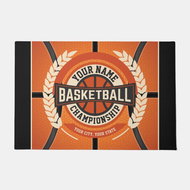 Personalized Basketball Team Player Custom Athlete Doormat (Front)