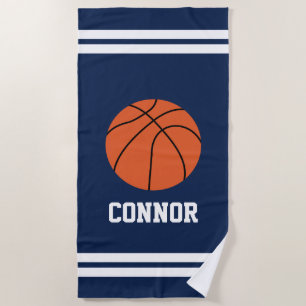 Personalized Basketball Themed Kids Beach Towel