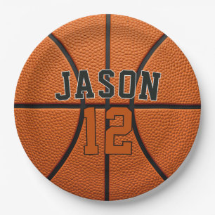 Personalized Basketball with Name & Age Paper Plate