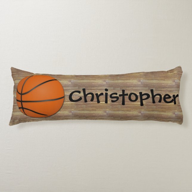 Personalized Basketball Wood Floor Body Pillow (Front)