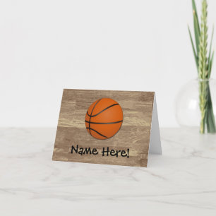 Personalized Basketball Wood Floor Card