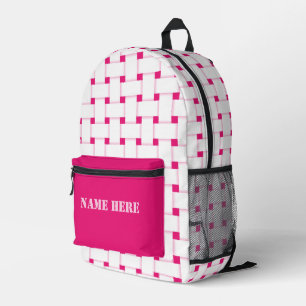 Personalized Basketweave Pattern on Dogwood Rose Printed Backpack