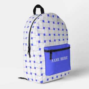 Personalized Basketweave Pattern, Ultramarine Blue Printed Backpack