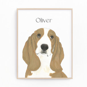 Personalized Basset Hound Art Photo Print