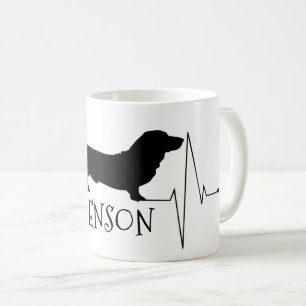 Personalized Basset Hound Love My Dog Heart Beat Coffee Mug