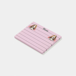 Personalized Basset Hound Puppy With Flowers Post-it Notes