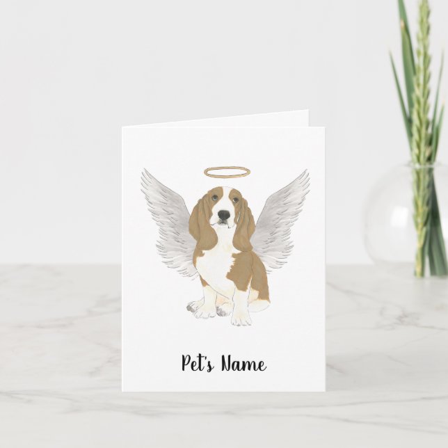 Personalized Basset Hound Sympathy Memorial Card (Front)