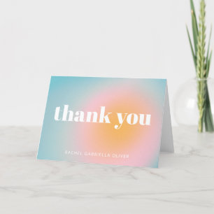 Personalized Bat Mitzvah Soft Blue Pastel Gradient Thank You Card