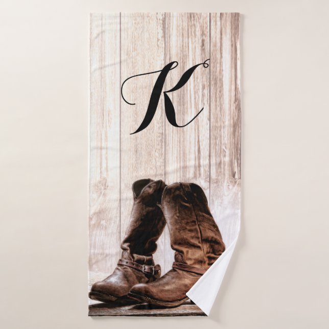 Personalized Bath Towel boots country rustic weste (Bath Towel)