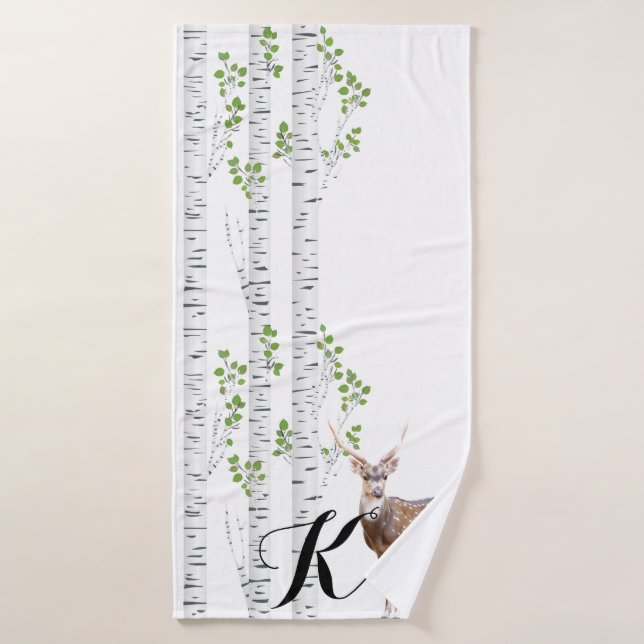 Personalized Bath Towel Deer Doe Buck Woodland Hun (Bath Towel)