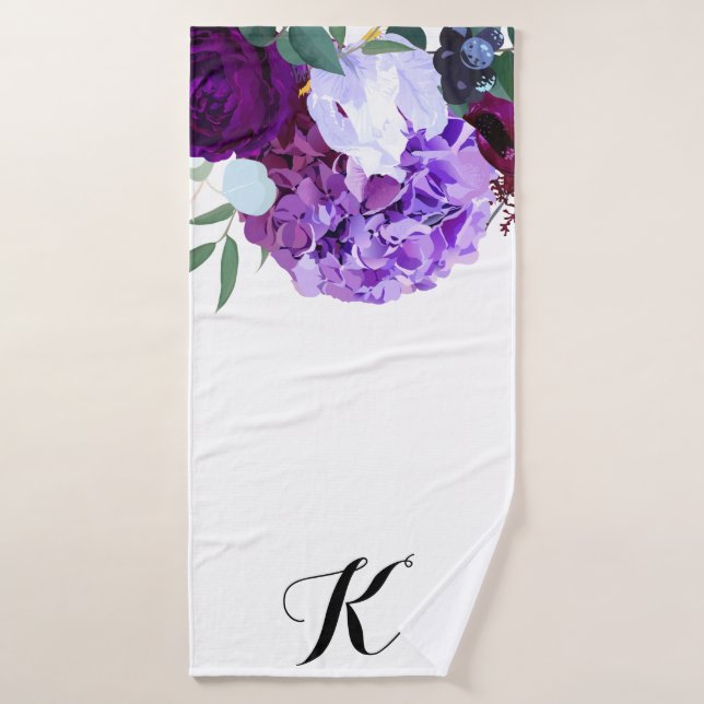Personalized Bath Towel Lavender Hibiscus on White (Bath Towel)