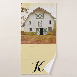 Personalized Bath Towel Sunset Barn Country Rustic