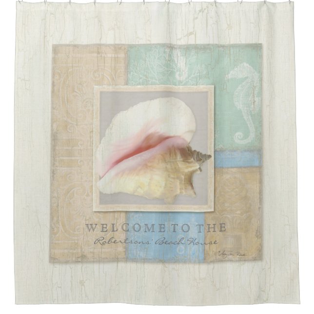 Personalized Bathroom Decor Beach House Shell Art (Front)