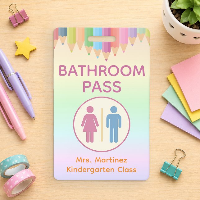 Personalized Bathroom Pass Badge for Teachers (School Bathroom Pass)