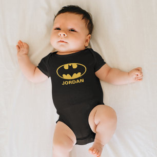 Personalized Batman Symbol   Oval Logo Baby Bodysuit