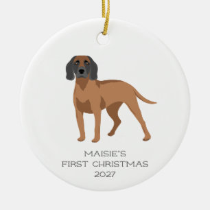 Personalized Bavarian Mountain Hound Dog Christmas Ceramic Ornament