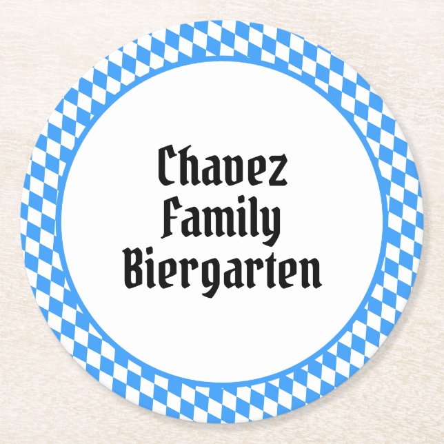 Personalized Bavarian Octoberfest Round Paper Coaster (Front)