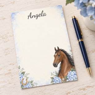 Personalized Bay Saddlebred Blue Hydrangea Post-it Notes
