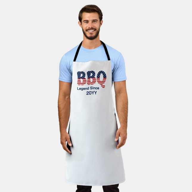 Personalized BBQ Legend Since Patriotic  Apron (Worn)