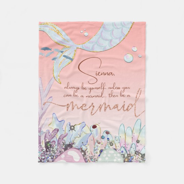 Personalized "Be a Mermaid" Fleece Blanket (Front)