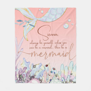 Personalized "Be a Mermaid" Fleece Blanket