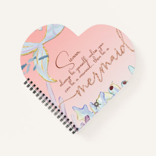 Personalized "Be a Mermaid" Pastel Glitter Notebook