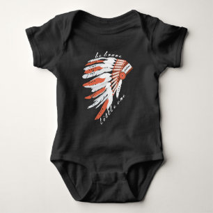 Personalized Be Brave Little One Indian Headdress Baby Bodysuit
