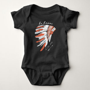 Personalized Be Brave Little One Indian Headdress Baby Bodysuit