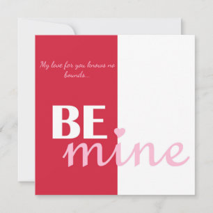 Personalized Be Mine Heart Love Proposal Red Pink Holiday Card