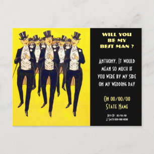Personalized be my best man, groomsmen invitation postcard