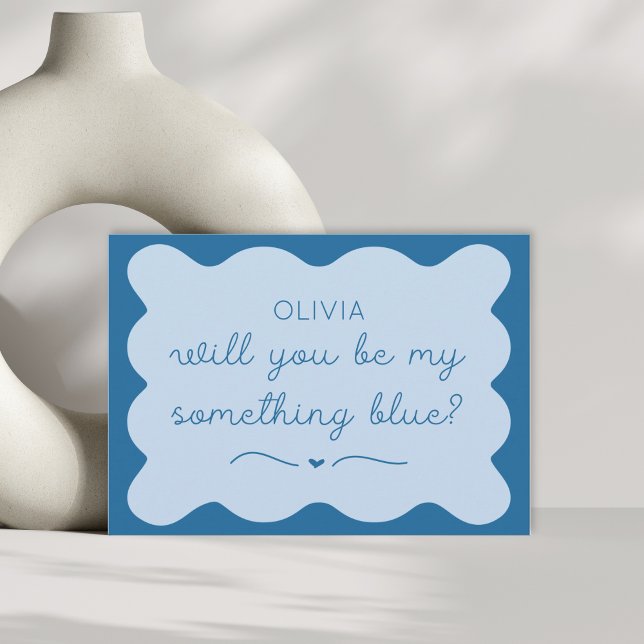 Personalized Be My Something Blue Wavy Handwritten Card (Creator Uploaded)