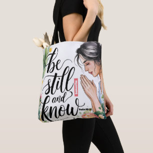 Personalized Be Still and Know Christian Women Tote Bag