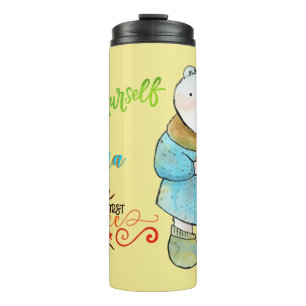 Personalized Be Yourself But First Coffee Bear Thermal Tumbler