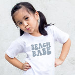 Personalized Beach Babe Flower Girl Bridal Party T-Shirt<br><div class="desc">Looking for a fun and funky way to dress your beach bridal party? Look no further than these dusty blue boho beach babe flower girl shirts! With a disco vibe, they'll have everyone dancing the night away. Plus, they're perfect for keeping cool on hot days. So why wait? Order yours...</div>