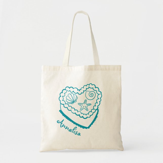 Personalized Beach Bachelorette Tote Seashell Bag (Front)