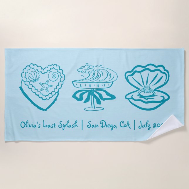 Personalized Beach Bachelorette Towel Gift (Front)