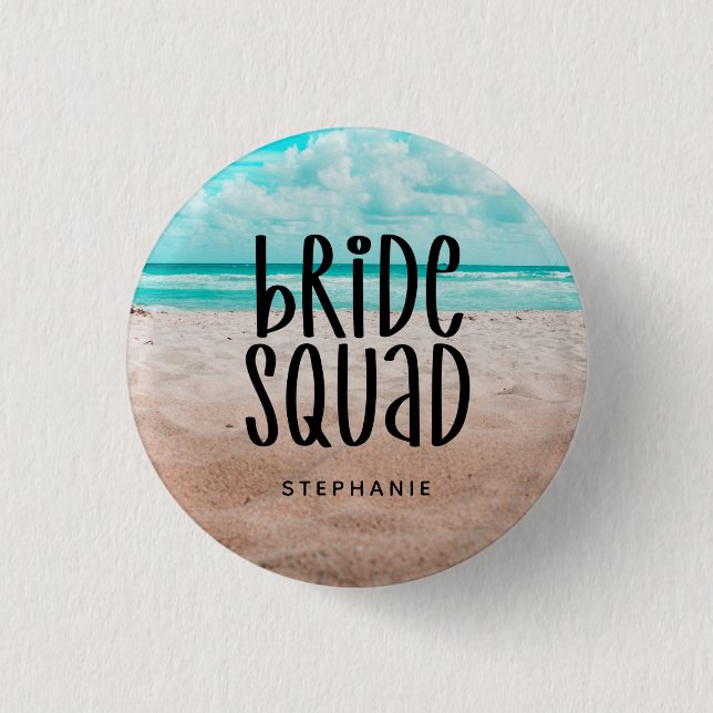 Personalized Beach Bride Squad Button (Front)