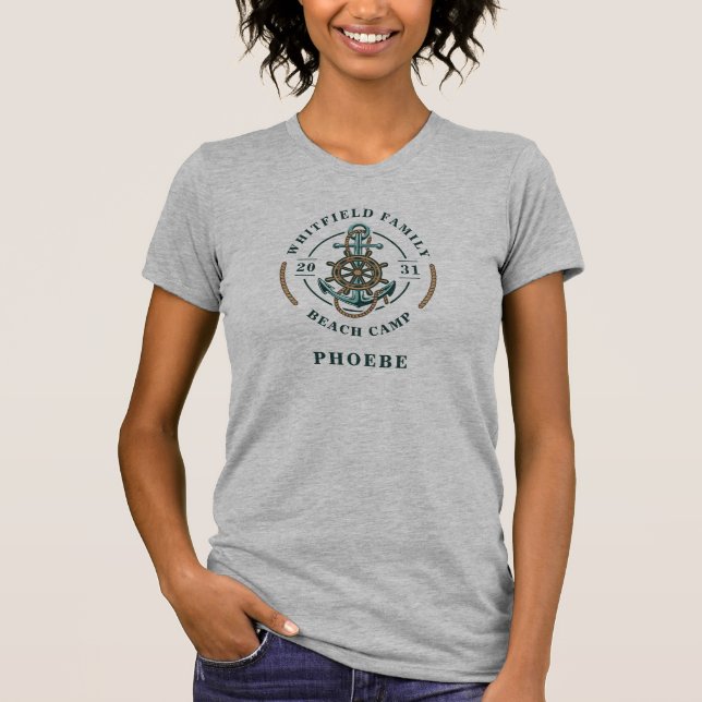 Personalized Beach Camp Anchor Boat Wheel Year Est T-Shirt (Front)